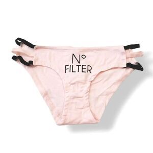 Vintage Y2K Tarea Strappy Hip Bikini Graphic No Filter in Pink/Black Size Medium